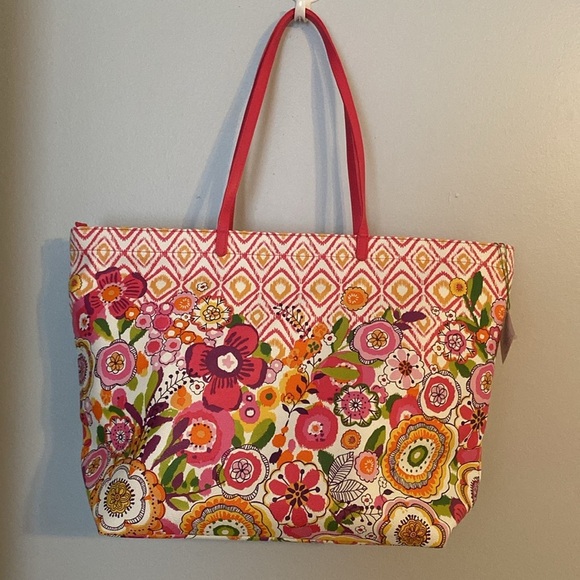 Vera Bradley Pink and Orange Floral Tote NWT - Picture 3 of 10